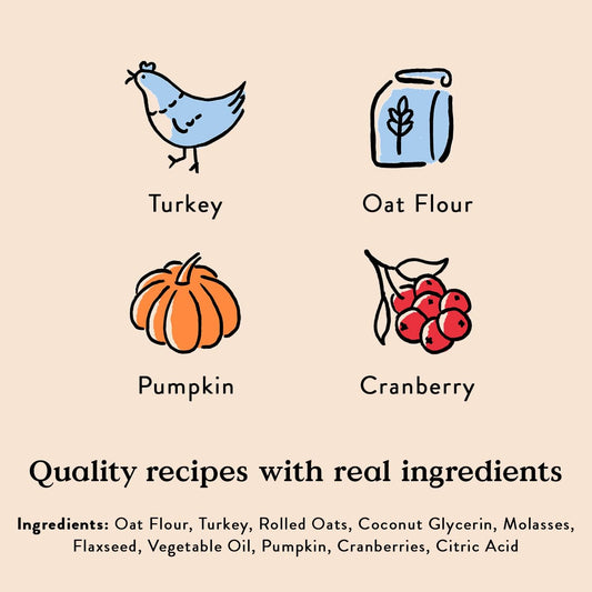 Bocce'S Bakery Holiday Feast Recipe Treats For Dogs, Wheat-Free Everyday Dog Treats, Made With Real Ingredients, Baked In The Usa, All-Natural Soft & Chewy Cookies, Turkey, Pumpkin & Cranberry, 6 Oz