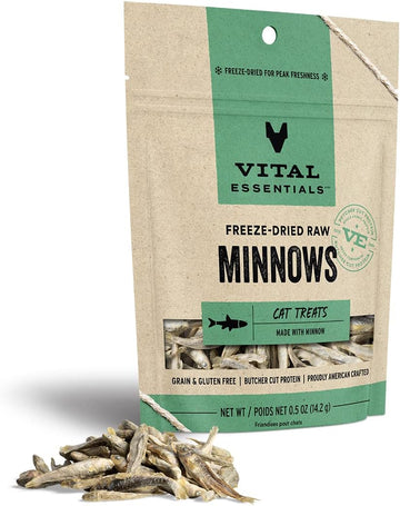 Vital Essentials Freeze Dried Raw Cat Treats, Minnows Treats, 0.5 oz