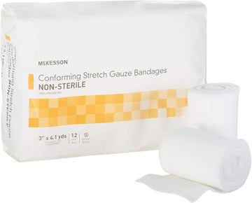 Mckesson Conforming Stretch Gauze Bandages, Non-Sterile, 3 In X 4 1/10 Yds, 12 Count