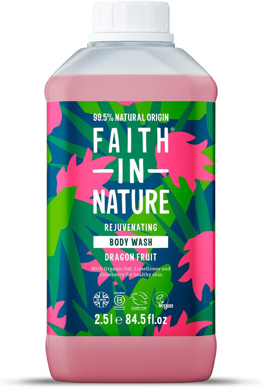 Faith In Nature Organic Coconut Body Wash, Uplifting Shower Gel, Vegan & Cruelty Free, No Sls Or Parabens, 2.5L Refill