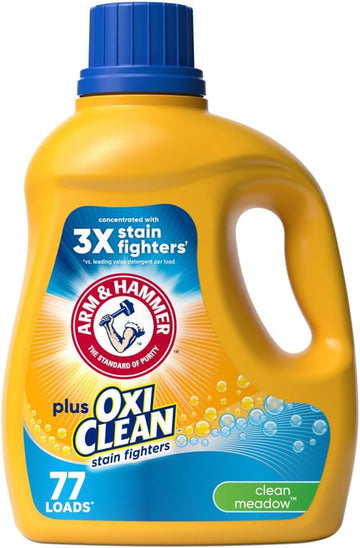 Arm & Hammer Plus Oxiclean Clean Meadow, 77 Loads Liquid Laundry Detergent, 100.5 Fl Oz