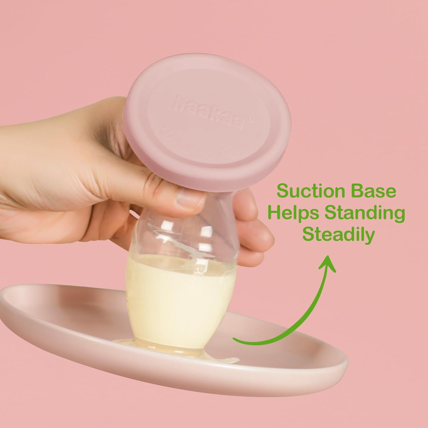 Haakaa Manual Breast Pump with Base 4 Fl Oz/100ml+Lid (Blush), Gen.2 : Baby