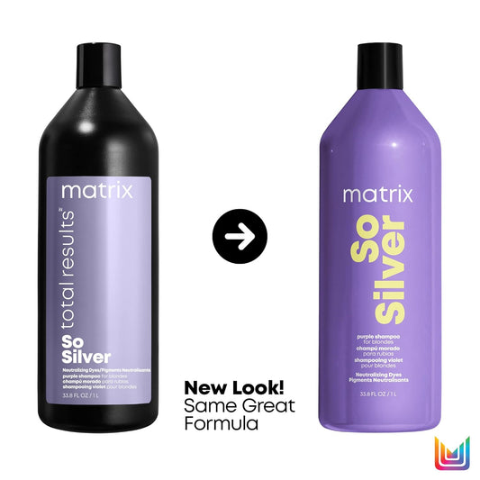 Matrix So Silver Purple Shampoo & Conditioner Set | Neutralizes Yellow Tones & Nourishes Dry Hair | For Blonde, Grey, Platinum, & Bleached Hair | For Color Treated Hair | Packaging May Vary