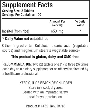 Biotics Research Inositol Corn Free, Metabolic Support, Brain Health, Nootropics, Restful Sleep, Mood Support, Hormonal Balance, Female Health, 200 Tablets