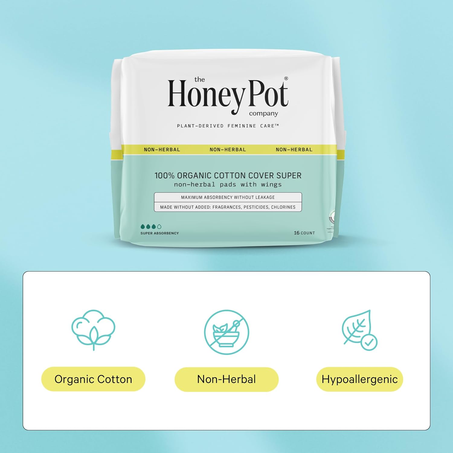 The Honey Pot Company - Pads for Women - Herbal & Non-Herbal Super Pads Bundle - Organic Pads for Women - Cotton Cover & Ultra-Absorbant Pulp Core - Sanitary Pads - Feminine Care - FSA Eligible : Health & Household