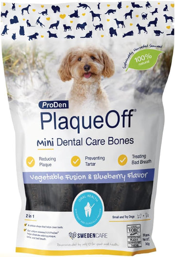 Swedencare UK ProDen PlaqueOff Mini Dental Bones Vegetable Fusion and Blueberry (Pack of 20 - 340 g) for Small and Toy Dogs?PDDCB7