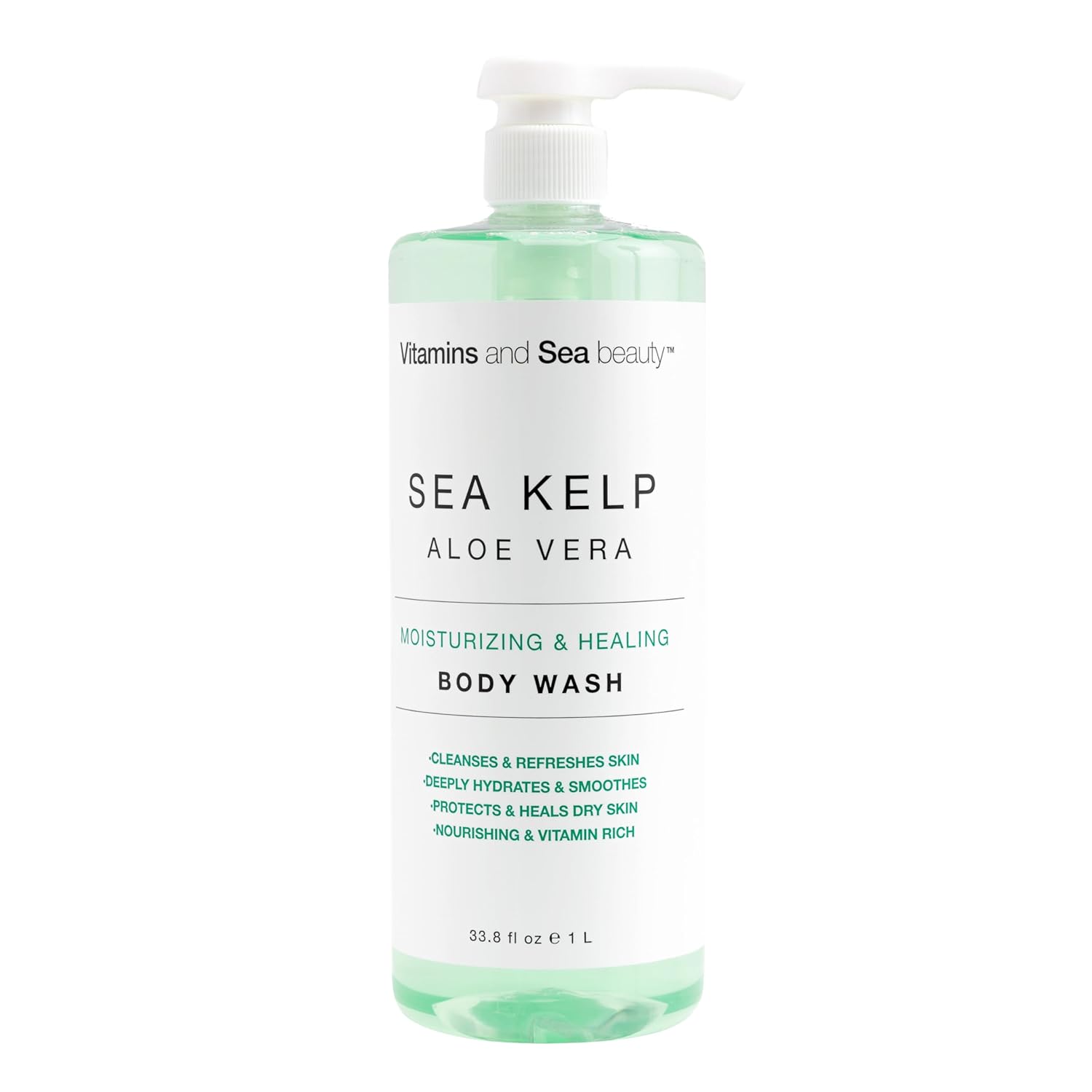 Moisturizing & Healing Body Wash With Sea Kelp & Aloe Vera – Hydrating Cleanser For Dry Skin – Vitamin-Enriched Shower Gel – 33.8 Fl Oz