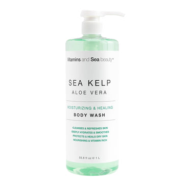 Moisturizing & Healing Body Wash With Sea Kelp & Aloe Vera – Hydrating Cleanser For Dry Skin – Vitamin-Enriched Shower Gel – 33.8 Fl Oz
