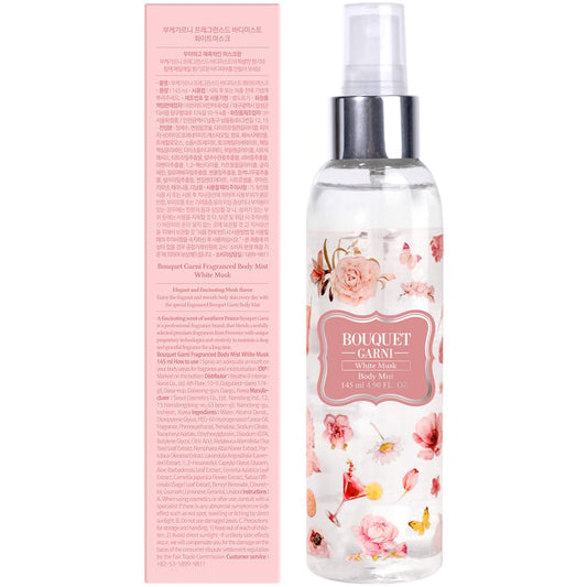 Bouquet Garni Body Mist White Musk Fragrance - Long-Lasting Moisture & Fragrance, Mist For Women, Low Irritation (Containing Vitamin E, Citrus Acid) - 4.9 Oz