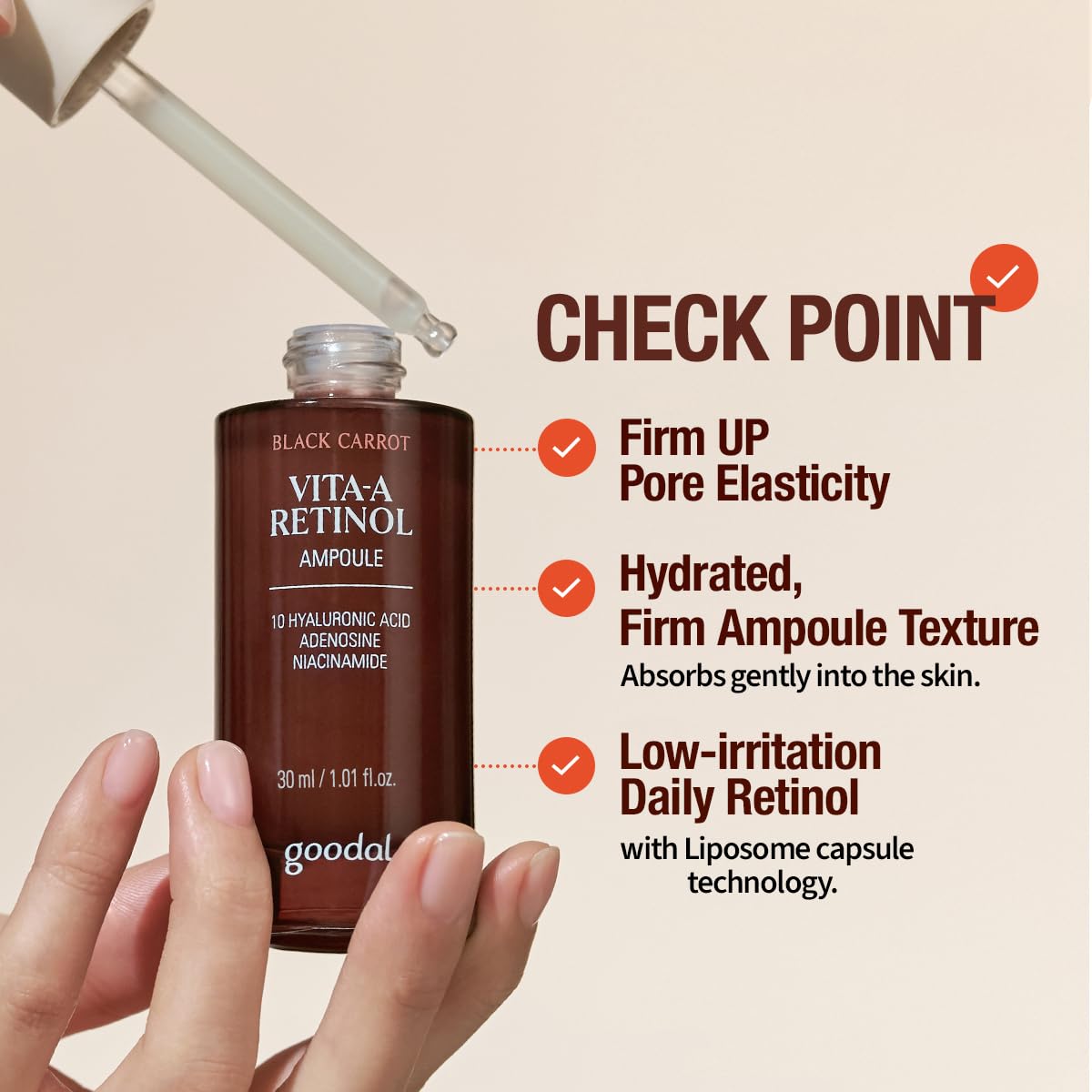 Goodal Black Carrot Vita-A Retinol Ampoule 30Ml, Hydration Facial Serum For Glowy Skin, Lightweight Serum, Korean Skincare, Pore Minimizer : Beauty & Personal Care