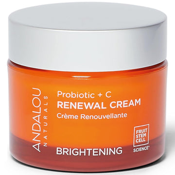 Andalou Naturals Probiotic + C Renewal Cream, Probiotic Plus C, Complexion Enhancing Face Moisturizer, Helps Promote Firmer Skin & More Even Skin Tone, Lightweight Hydrating Facial Moisturizer, 1.7 Oz