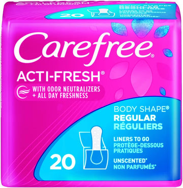 CAREFREE Acti-Fresh Body Shaped Pantiliners Unscented Regular, 20 ct