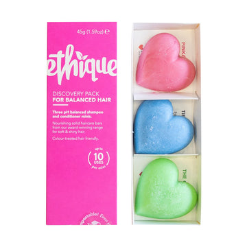 Ethique Discovery Pack For Balanced Hair - Shampoo & Conditioner - Plastic-Free, Vegan, Cruelty-Free, Eco-Friendly, 3 Travel Bars, 1.59 Oz (Pack Of 1)