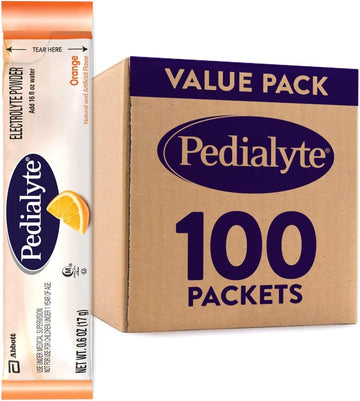 Pedialyte Electrolyte Powder Packets, Orange, Hydration Drink, 100 Sin