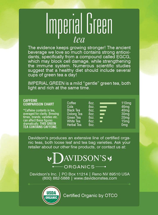 Davidson'S Organics, Imperial Green, 8-Count Tea Bags, Pack Of 12