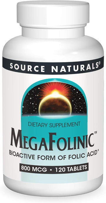Source Naturals Megafolinic, Bioactive Form Of Folic Acid, 800 Mcg - 120 Tablets