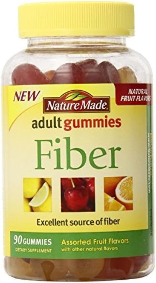 Nature Made Fiber Adult Gummies, Assorted Fruit 90 ea (Pack of 3)