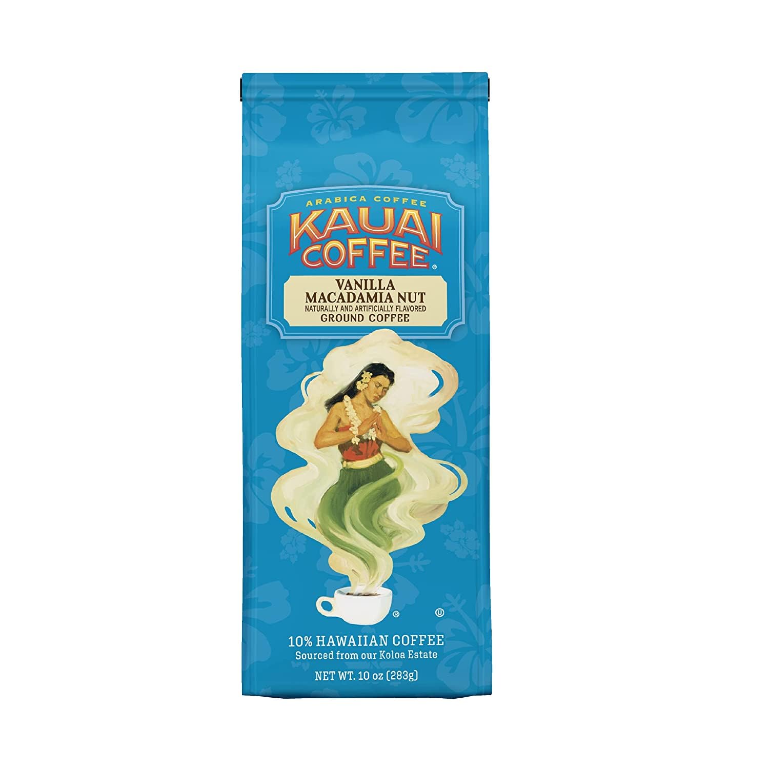 Kauai Hawaiian Ground Coffee, Vanilla Macadamia Nut Flavor - Gourmet Arabica Coffee From Hawaii's Largest Grower, Smooth, Delicious Flavor and Amazing Aroma - 10 Ounce