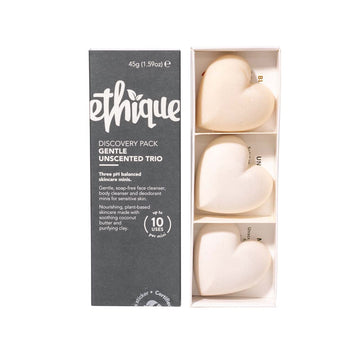 Ethique Unscented Gift Set- Face Cleanser, Body Cleanser & Deodorant, Gifts For Women - Plastic-Free, Vegan, Cruelty-Free, Eco-Friendly, 3 Travel Bars, 1.59 Oz (Pack Of 1)