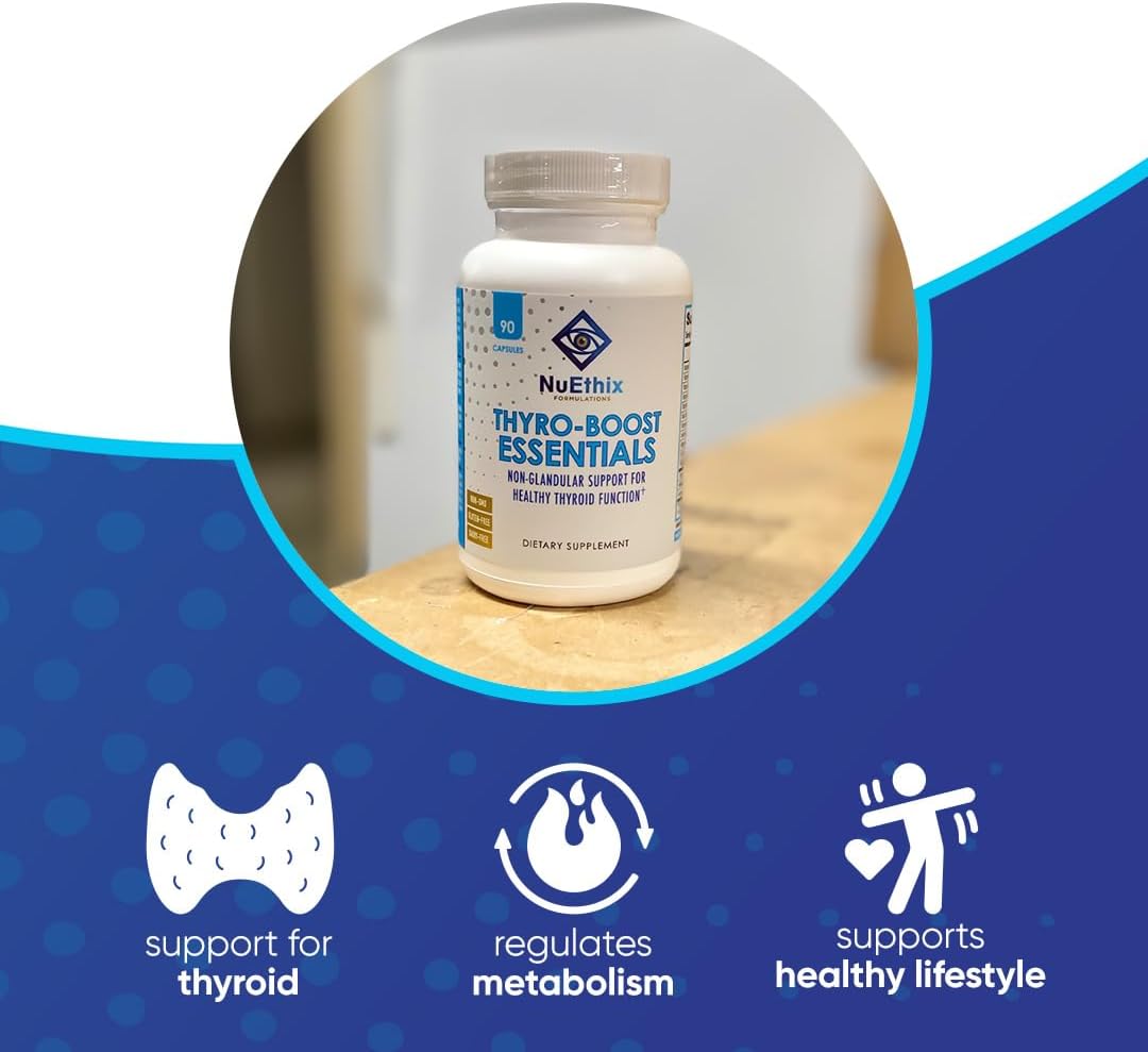 NuEthix Formulations Thyro-Boost Essentials, Non-Glandular Support to Assist with Optimal Thyroid Function, 90 Capsules : Health & Household