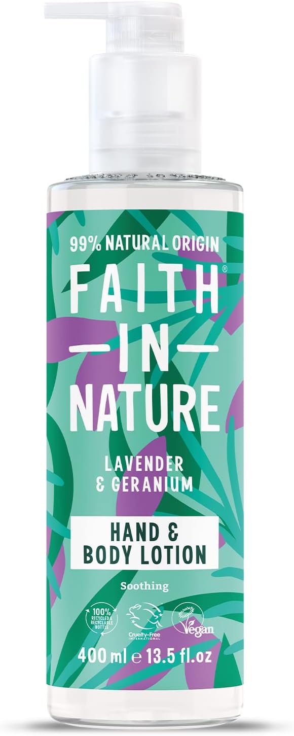 Faith In Nature Natural Lavender and Geranium Hand and Body Lotion, Relaxing, Vegan and Cruelty Free, No SLS or Parabens, 400 ml : Amazon.co.uk: Beauty