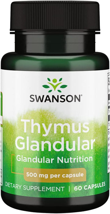 Swanson Raw Thymus Glandular 500 Milligrams 60 Capsules