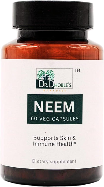DR. DHOBLE?S REMEDIES Neem Organic Herbal Supplement - Supports Healthy Clear Skin, Immune & Liver Health, Detox, Healthy Inflammatory Response, Vegan, Gluten-Free, 60 Capsules