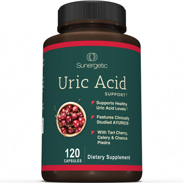 Sunergetic Premium Uric Acid Support Supplement – Uric Acid Cleanse & Kidney Support – Includes Tart Cherry, Chanca Piedra, Celery Extract & Turmeric - 120 Capsules