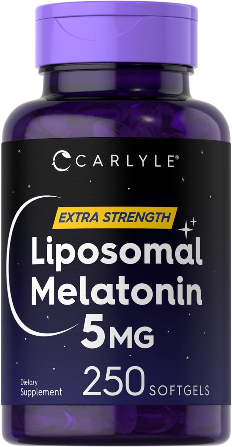 Carlyle Liposomal Melatonin 5mg | 250 Softgel Capsules | Extra Strength Supplement | Non-GMO, Gluten Free