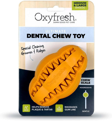 Oxyfresh Dog Dental Toy - Best Durable Rubber Dog Chew Toy For Aggressive Chewers - Removes Plaque, Cleans Teeth & Freshens Breath Without Brushing (Large)
