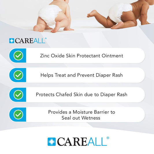 CareALL (3 Pack) 2oz Zinc Oxide 20% Skin Protectant Barrier Ointment Provides Relief and Treatment of Diaper Rash and Chafing. Helps Seal Out Wetness