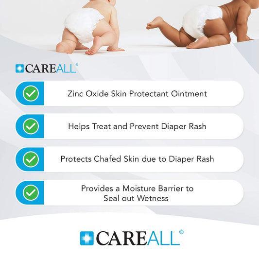 Careall Zinc Oxide 20% Skin Protectant Barrier Ointment 2 Oz (24 Pack), Relieves, Treats And Prevents Minor Skin Irritations Due To Diaper Rash. Helps Seal Out Wetness. Protects Chafed Skin