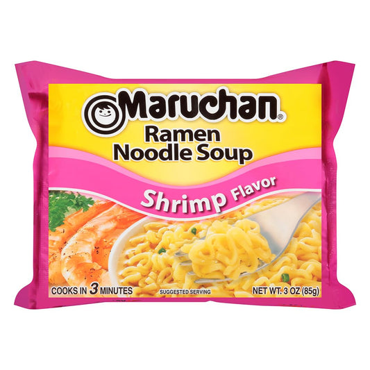 Maruchan Ramen Shrimp, Instant Ramen Noodles, Ready to Eat Meals, 3 Oz, 24 Count