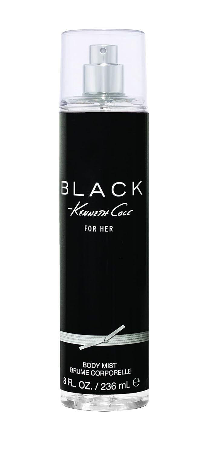 Kenneth Cole Black For Her Body Spray Mist For Women, Notes Of Florals, Citrus, Sandalwood, And Musk, Feminine Scent, Everyday Wear Fragrance, 8 Fl Oz
