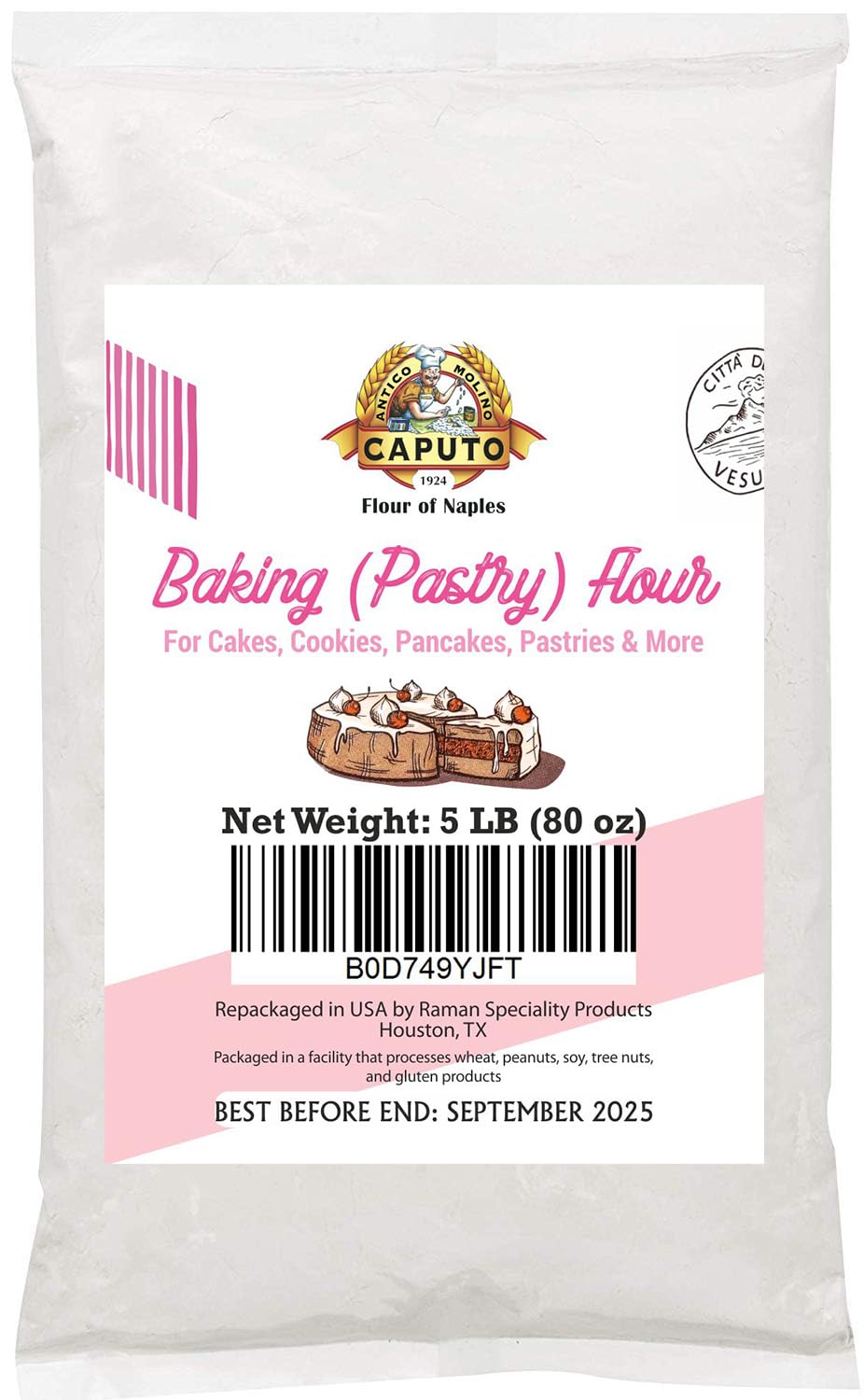 Antimo Caputo Baking (Pasticceria Pastry) 00 Flour 5 Pound Repack - For Desserts & Shortbreads - From Italy Type 00 Wheat