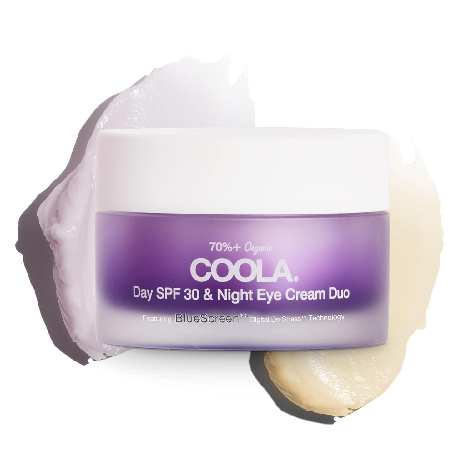 Coola Organic Day And Night Eye Cream Face Moisturizer With Spf 30, Dermatologist Tested Face Sunscreen With Plant-Derived Bluescreen Digital De-Stress Technology, 0.8 Fl Oz