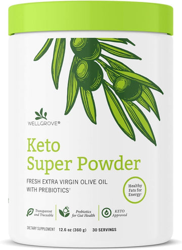 WellGrove Keto Powder - Keto Coffee Creamer - Made w/ Fresh Extra Virgin Olive Oil (EVOO), Zero Net Carbs, Better Than MCT Oil, Boost Energy, Ketogenic, Vegan - Natural Unflavored - 30 Servings