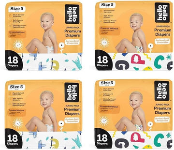 Hello Bello Premium Baby Diapers Size 5 I 72 Count Of Disposable, Extra-Absorbent, Hypoallergenic, & Eco-Friendly Baby Diapers With Snug & Comfort Fit I Alphabet Soup (36) + Sleepy Sloth (36)