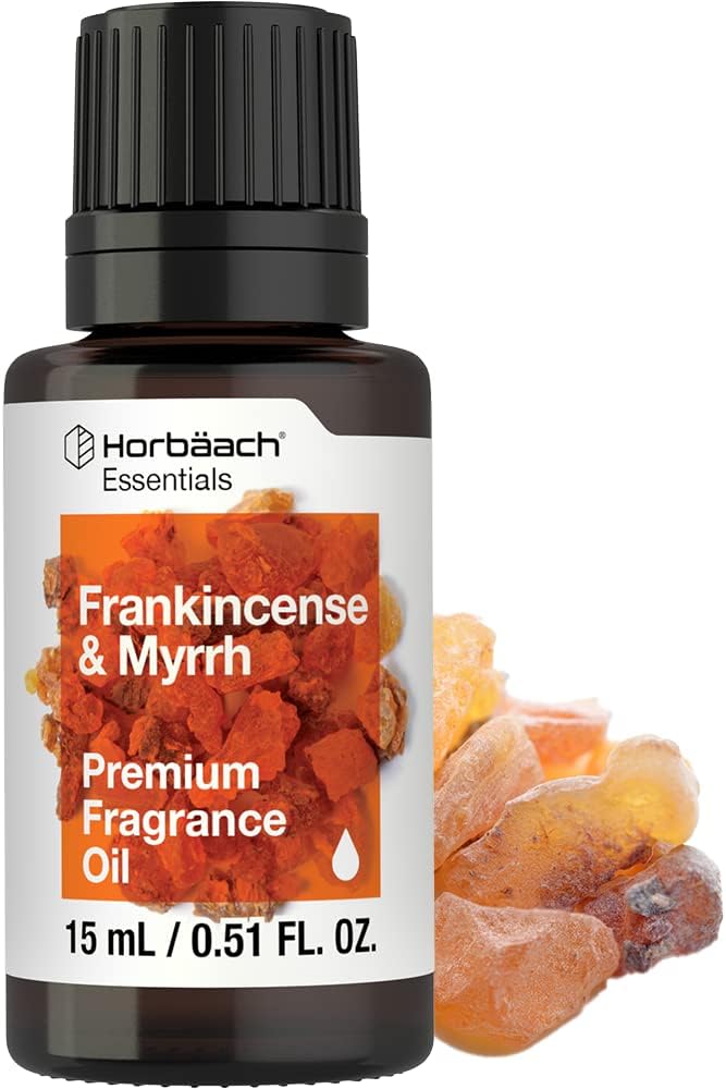 Horbäach Frankincense & Myrrh Fragrance Oil | 0.51 fl oz (15ml) | Premium Grade | for Diffusers, Candle and Soap Making, DIY Projects & More