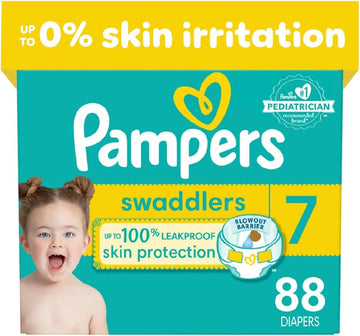 Pampers Swaddlers Diapers - Size 7, One Month Supply (88 Count), Ultra Soft Disposable Baby Diapers