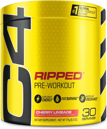 Cellucor C4 Ripped Pre Workout Powder Cherry Limeade | Creatine Free + Sugar Free Preworkout Energy Supplement for Men & Women | 150mg Caffeine + Beta Alanine| 30 Servings