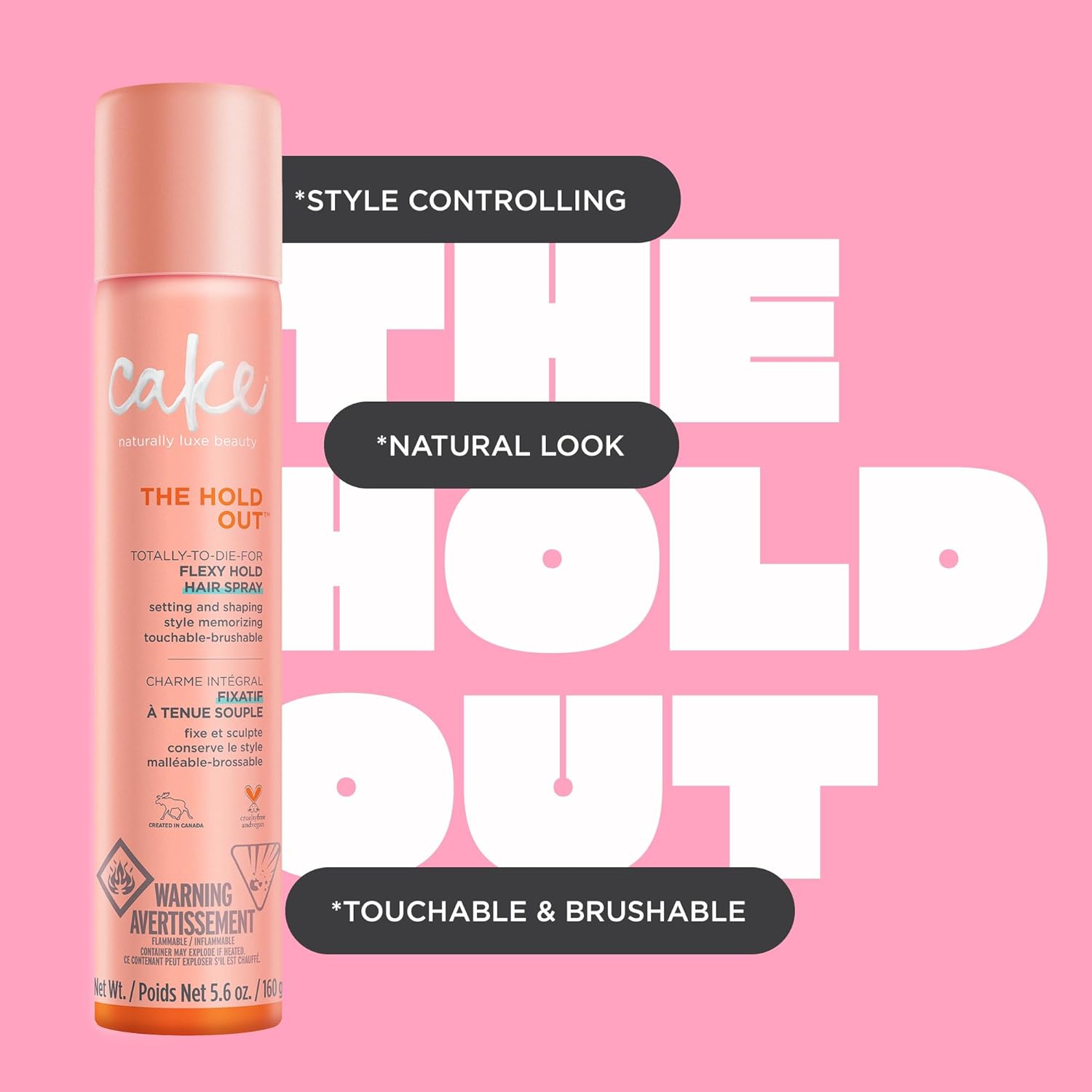 Cake Beauty Hairspray, The Hold Out – Flexible Hold & Volume – Vitamin E & Abyssinian Oil – For All Hair Types- 5.6 oz. : Beauty & Personal Care