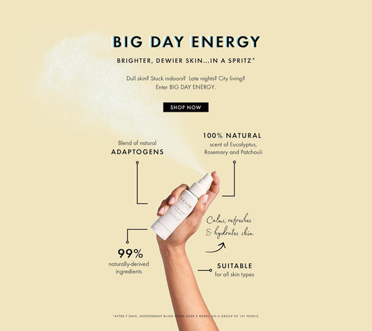 Neom- Big Day Energy Face Mist, 75Ml | Calms, Refreshes & Energises | Eucalyptus, Rosemary & Patchouli | For Bright, Dewy Skin | Vegan | 100% Natural Fragrance