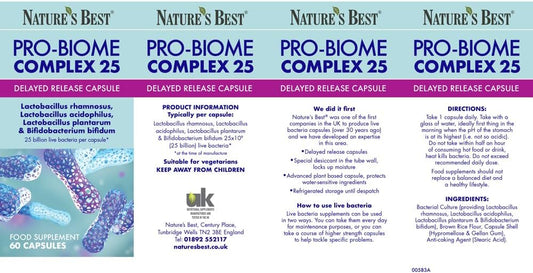 Pro-Biome Complex 25, Multi-Strain Live Bacteria Probiotic Supplement, Supports Digestion, 25 Billion Live Bacteria, 60 Delayed Release Capsules, 2 Month’S Supply, Uk Made
