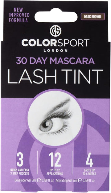 Colorsport 30 Day Mascara Lash Tint – Black Eyelash Tint Kit For Darker, Fuller Lashes | Waterproof, Smudge-Proof, Long-Lasting | Easy At-Home Lash Dye Kit | Up To 12 Applications