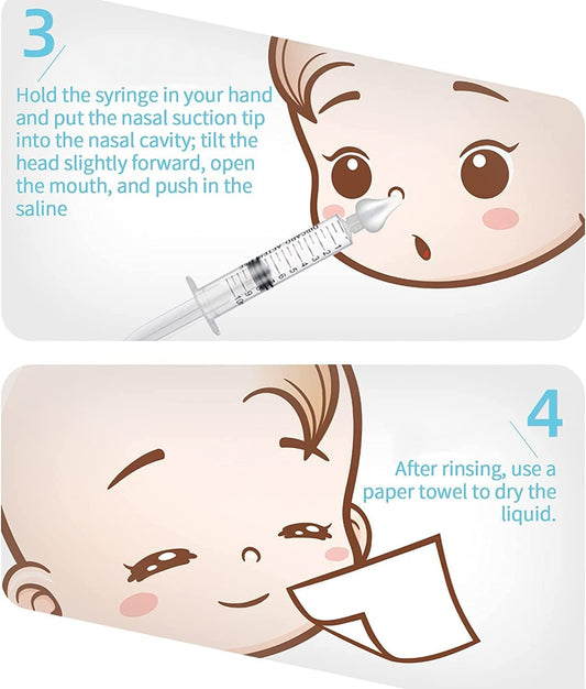ONEVER Baby Nasal Aspirator - Professional Rinse System Baby Nasal Irrigator Portable Infant Nose Cleaner Quick Rinse Device BPA Free Nose Sucker for Baby Newborn Infants Kids Children (2 Pieces)