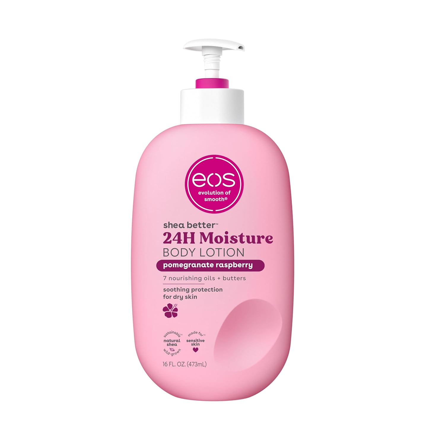 Eos Shea Better Body Lotion- Pomegranate Raspberry, 24-Hour Moisture Skin Care, Lightweight & Non-Greasy, Made With Natural Shea, Vegan, 16 Fl Oz