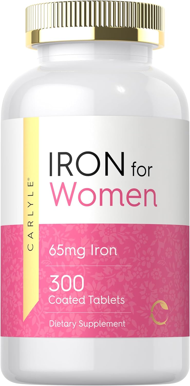 Carlyle Iron For Women 65Mg | 300 Coated Tablets | Vegetarian, Non-Gmo & Gluten Free Supplement