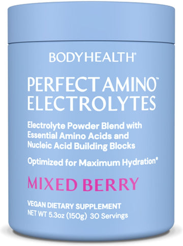 Bodyhealth Perfectamino Electrolytes Powder, Hydration Powder, Sugar Free Electrolyte Drink Mix, Keto Electrolytes Powder, Non Gmo, Mixed Berry Flavor (30 Servings)