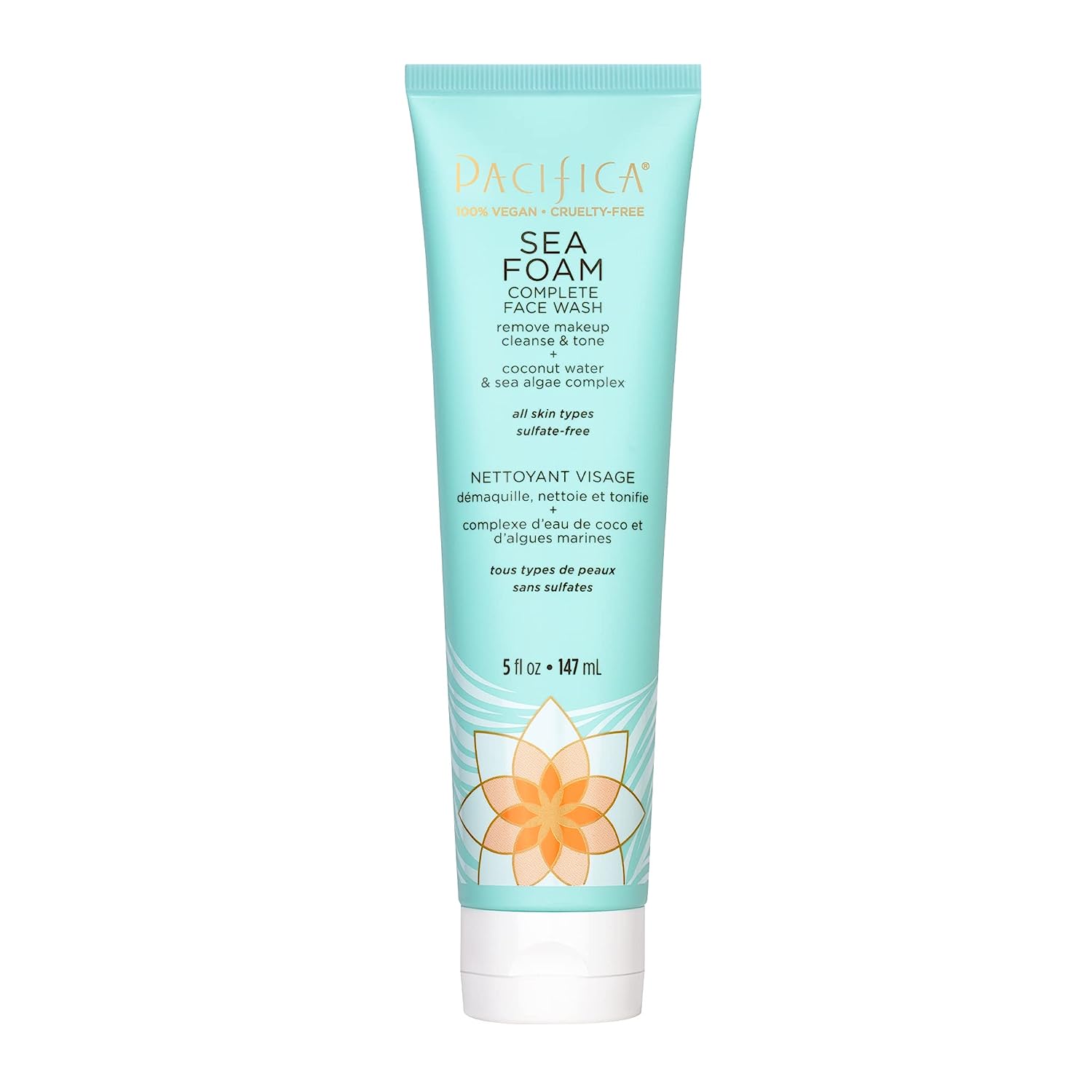 Pacifica Beauty Sea Foam Face Wash, Daily Gentle Foaming Cleanser, With Coconut Water + Sea Algae, Removes Makeup, For Combination and Oily Skin, Vegan & Cruelty Free